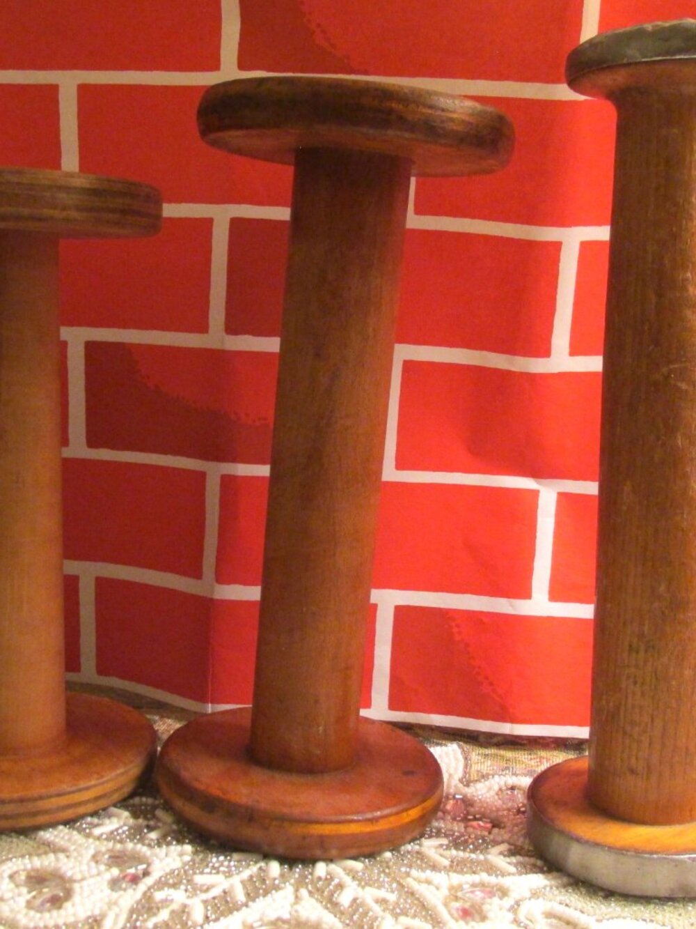 Vintage Wooden Spool or Bobbin set of 3